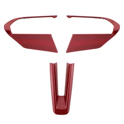 Steering Wheel Trim Cover Sticker - Premium Car Accessory (Red)