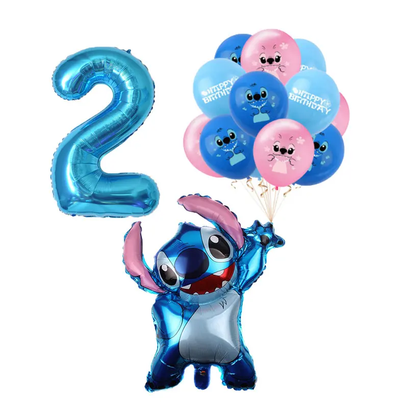 thumbnail image 1 of Decoración para fiesta de cumpleaños de Disney Stitch, vajilla, mantel, telón de fondo, pancarta, vasos de papel, platos, globos azules y rosados, suministros para bebé, 1 of 5