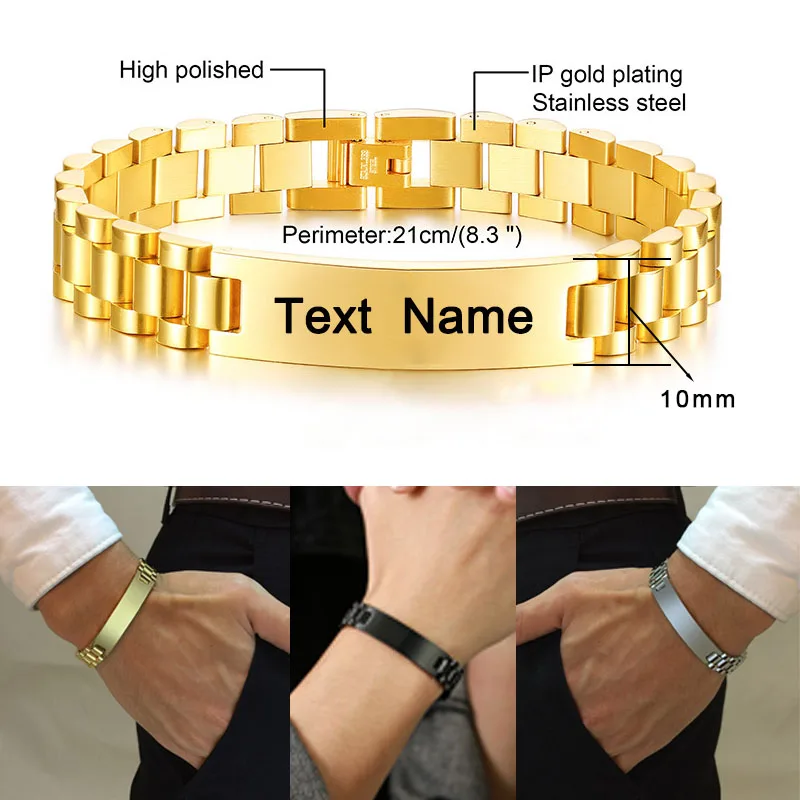 

Браслет мужской из нержавеющей стали с гравировкой, 7,7 дюйма, 8,3 дюйма