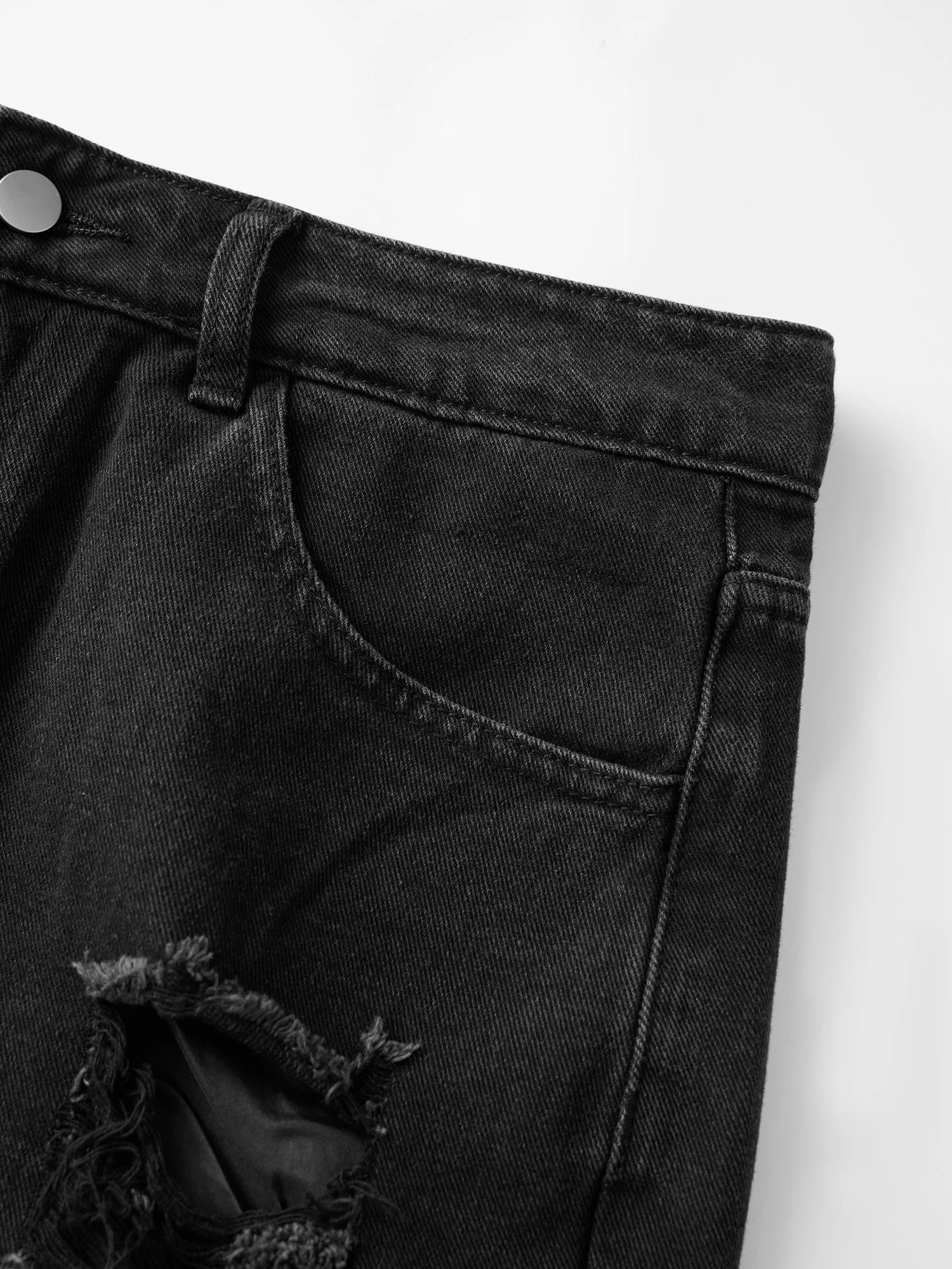 Women Denim Bermuda Shorts Distressed Ripped Wide Leg Knee Length