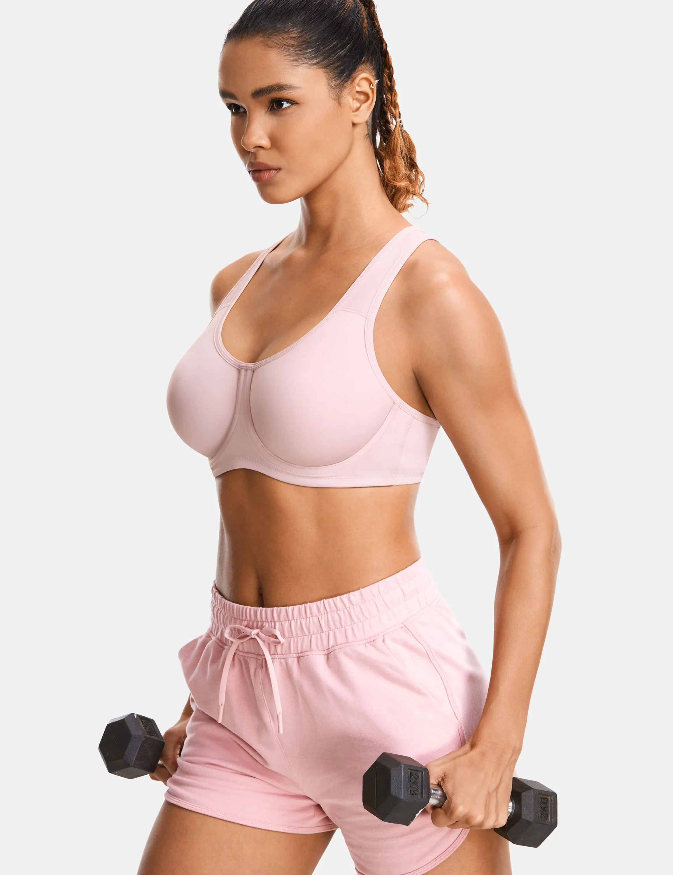 SYROKAN Sport Bra Women Max Control Gym Fitness Tops Activewear Beathable Yoga Curve Underwear High Support Plus Underwire 5