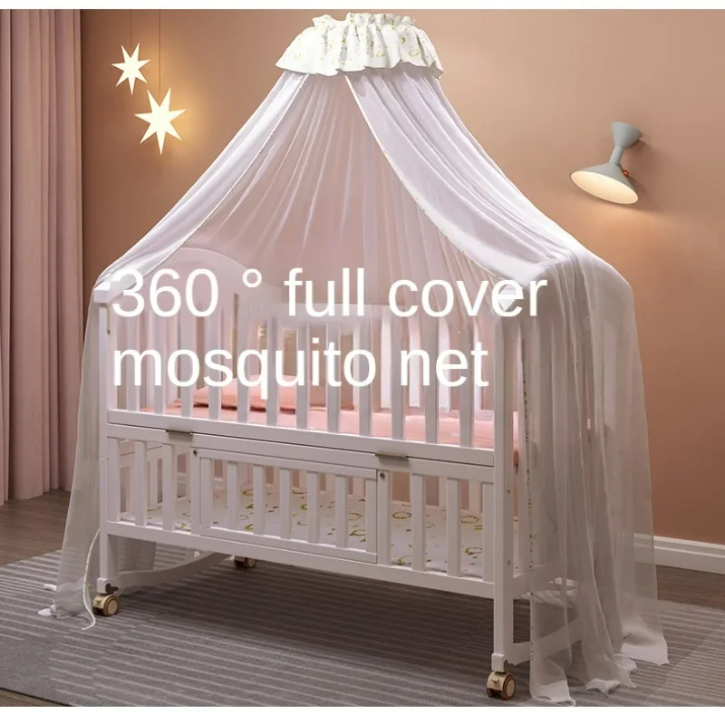 Baby crib Solid wood spliced multifunctional movable cradle rest chair European style children's bed