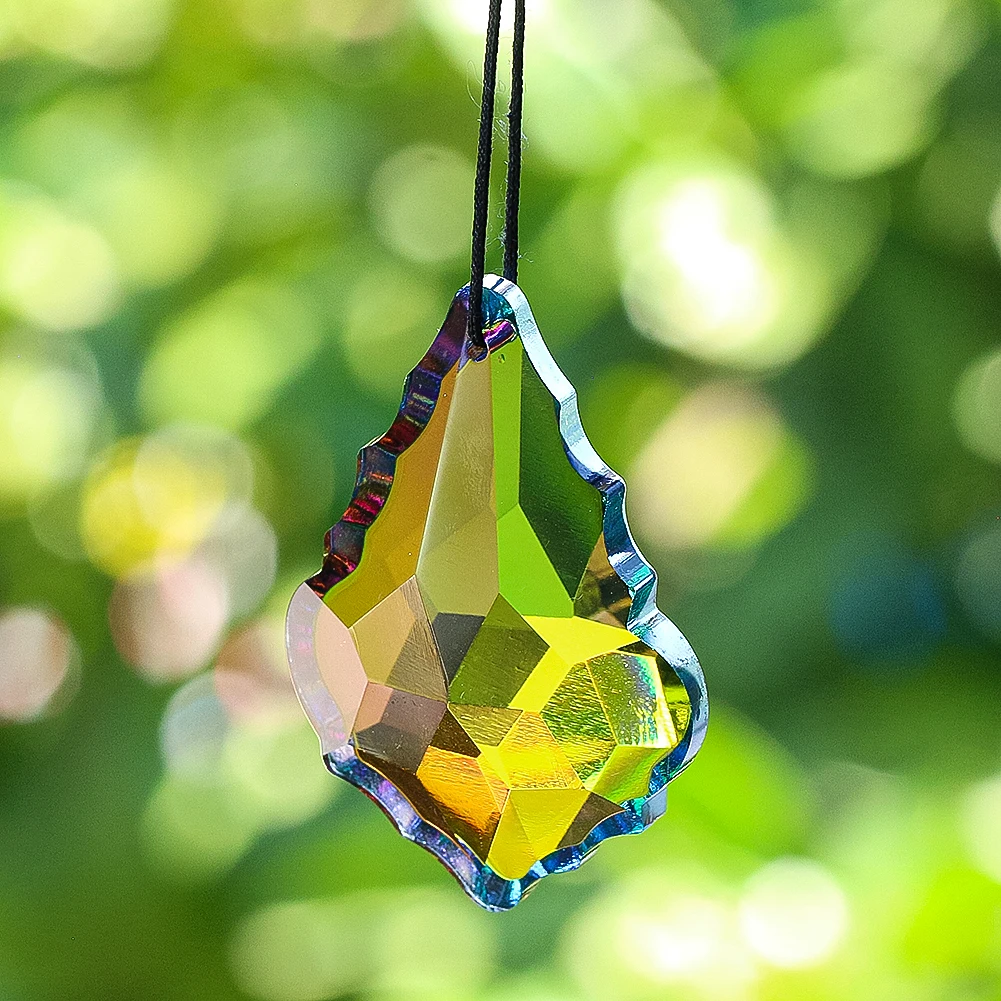 Multicolored Leaf Shape Crystal Dreamlike Pendant Prism Sun Catchers Diy Wedding Decor Home Wedding Party Decoration Ornament