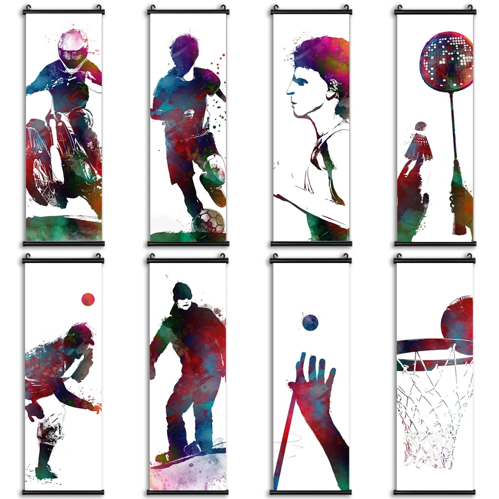 

Wall Art Badminton Painting Basketball HD Print Sports Home Decor Vintage Posters Canvas Picture Hanging Scrolls For Living Room