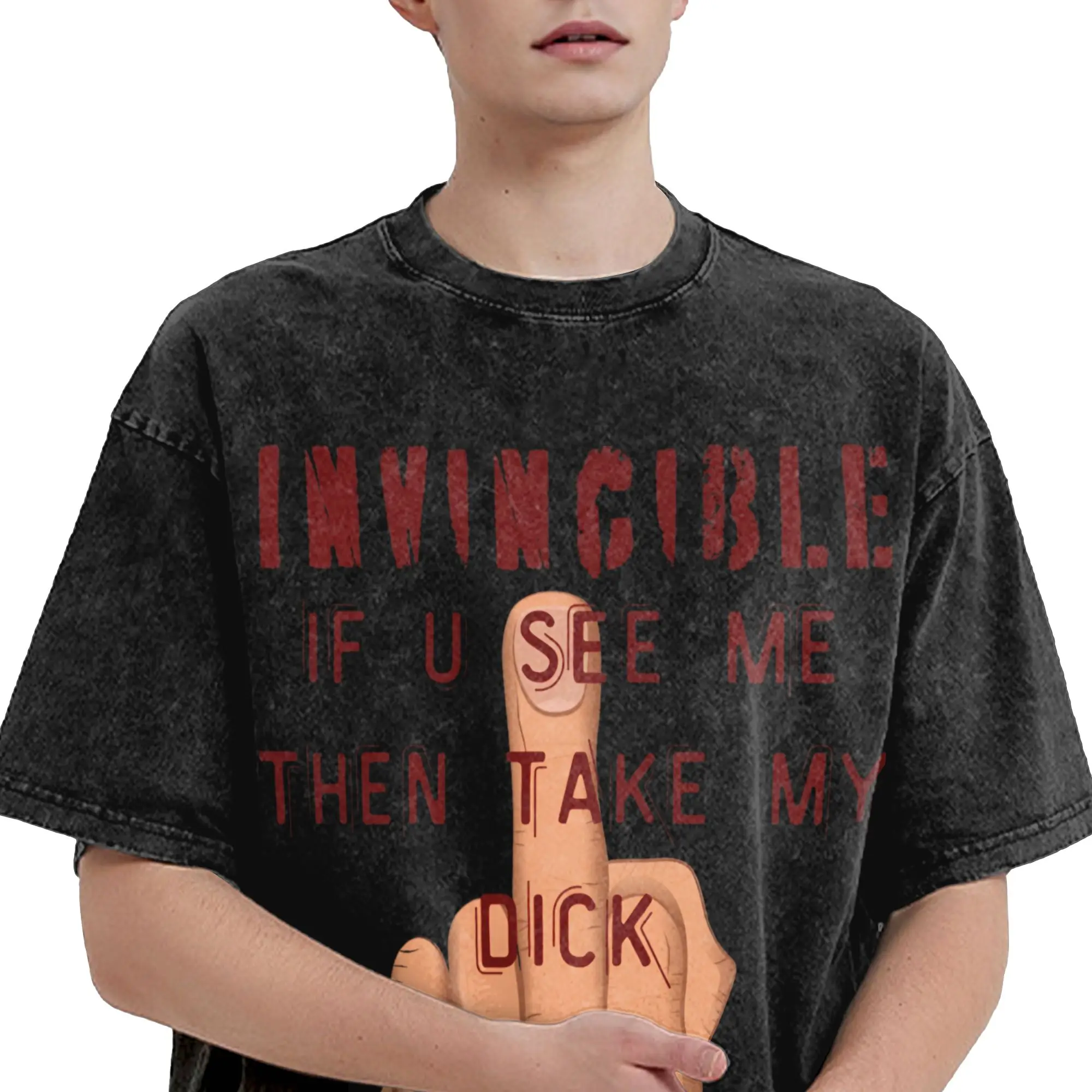 Invincible Cartoon Comic Washed Streetwear HipHop Oversized T-Shirt