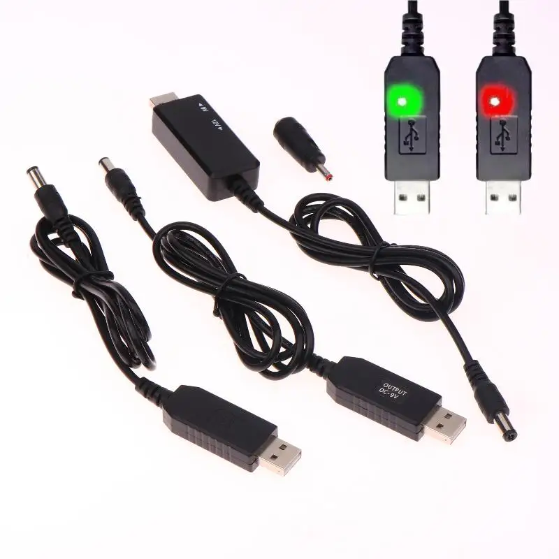 【Peace】DC 5V에서 12V로 변환하는 USB 케이블 부스트 컨버터 스텝업 코드 와이파이 라우터 모뎀 팬용 5.5*2.1mm 와이파이에서 파워뱅크로 연결하는 케이블 커넥터