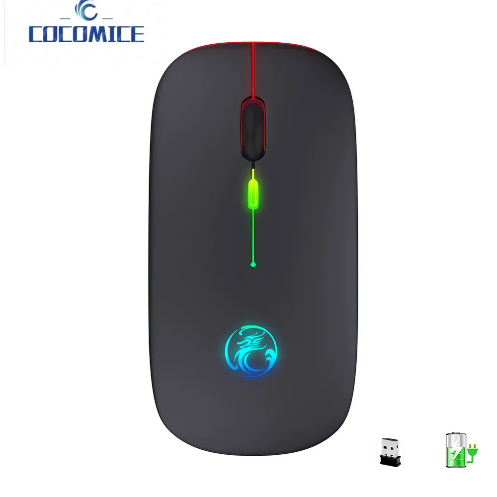 Raton Gaming Inalambrico Mouse Wireless Rgb Mouse Ricaricabile Led Retroilluminato Silenzioso Computer Gaming Mause Per Pc Laptop