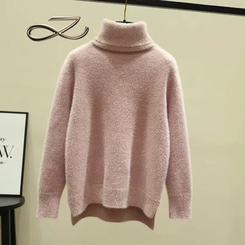 

Женский свободный свитер, зимний Повседневный шикарный кашемировый толстый свитер оверсайз, пуловеры, Женский пуловер среднего размера с длинным рукавом