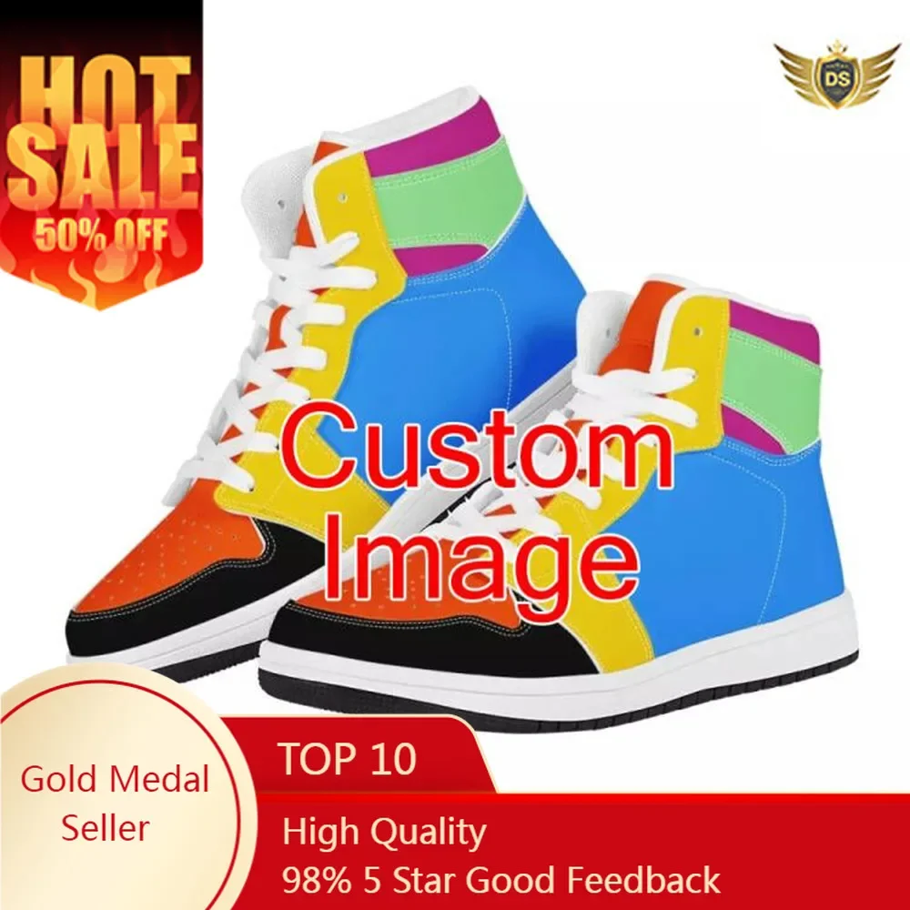 Custom Image Men Shoes High Top Casual Shoes Print On Demand Sneakers Women Shoes Cosplay Zapatos De Mujer versatile low help flat shoes zapatos de mujer sneaker women shoes casual shoes solid color