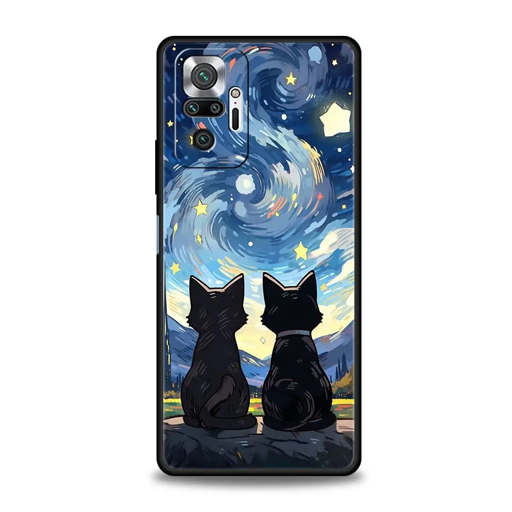 Van Gogh Starry Sky Cat Soft TPU Phone Case