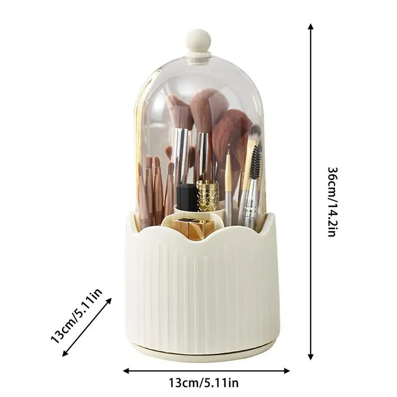 DEEIF Makeup Brush Holder Organizer with Lid 360 Rotating