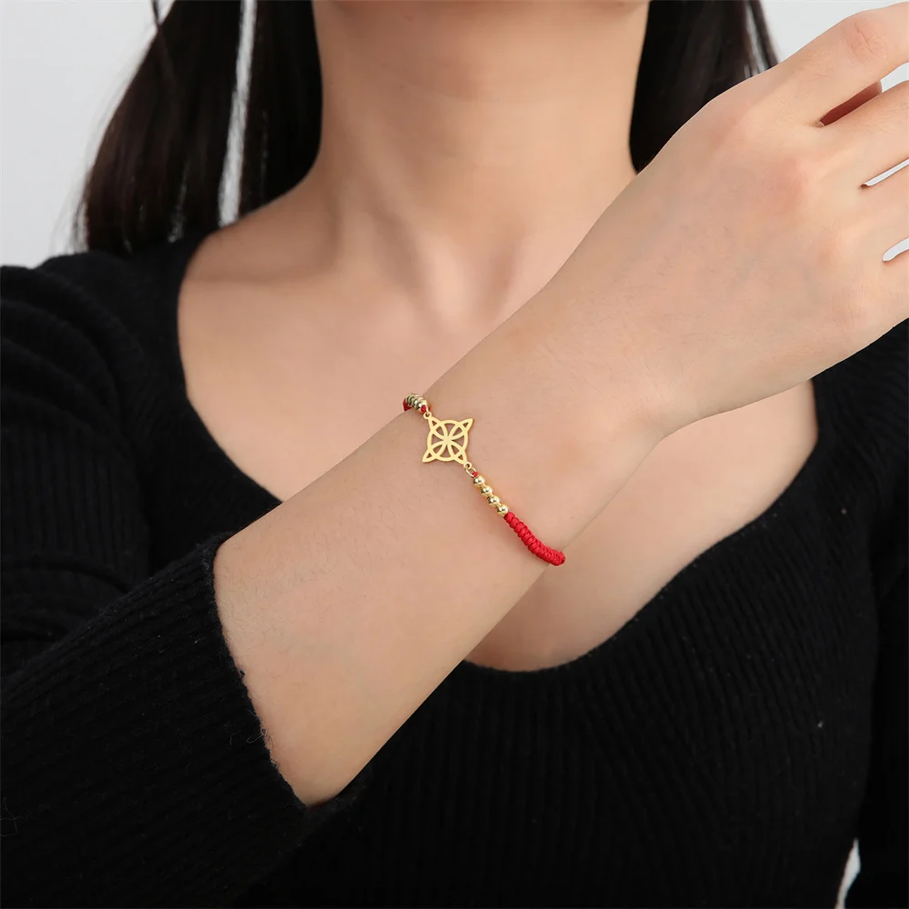 Braccialetto Con Nodo Celtico Delle Streghe In Acciaio Inox – Portafortuna Geometrico, Regalo Simbolico Per Donne - 2