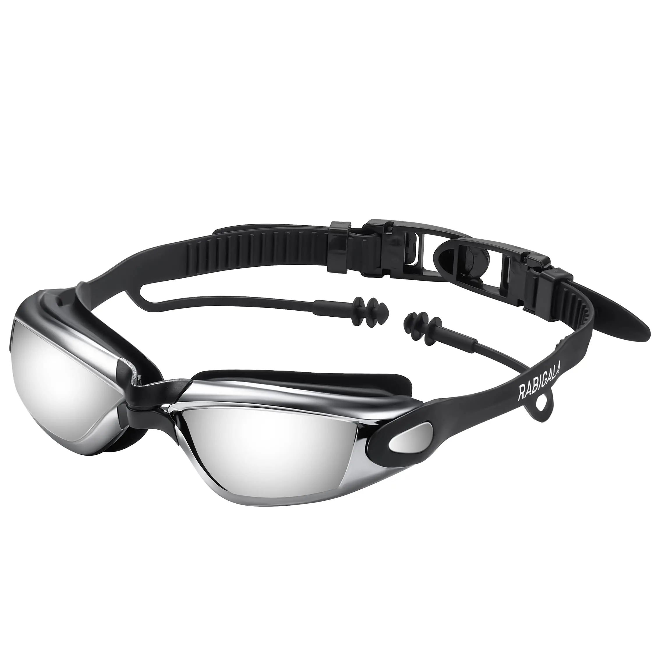 RABIGALA 김서림 방지 수영 고글, UV 보호, 명확한 시야, 귀마개 포함, 성인 훈련 레이스용 