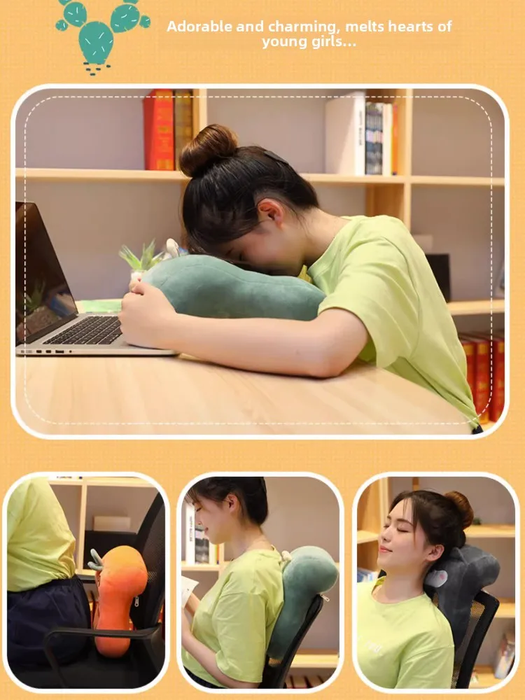 Cute Cartoon Children's Sp Pillow Ne Support Plu Material PP Cotton Filled Office Nap Pillow Student School Scene