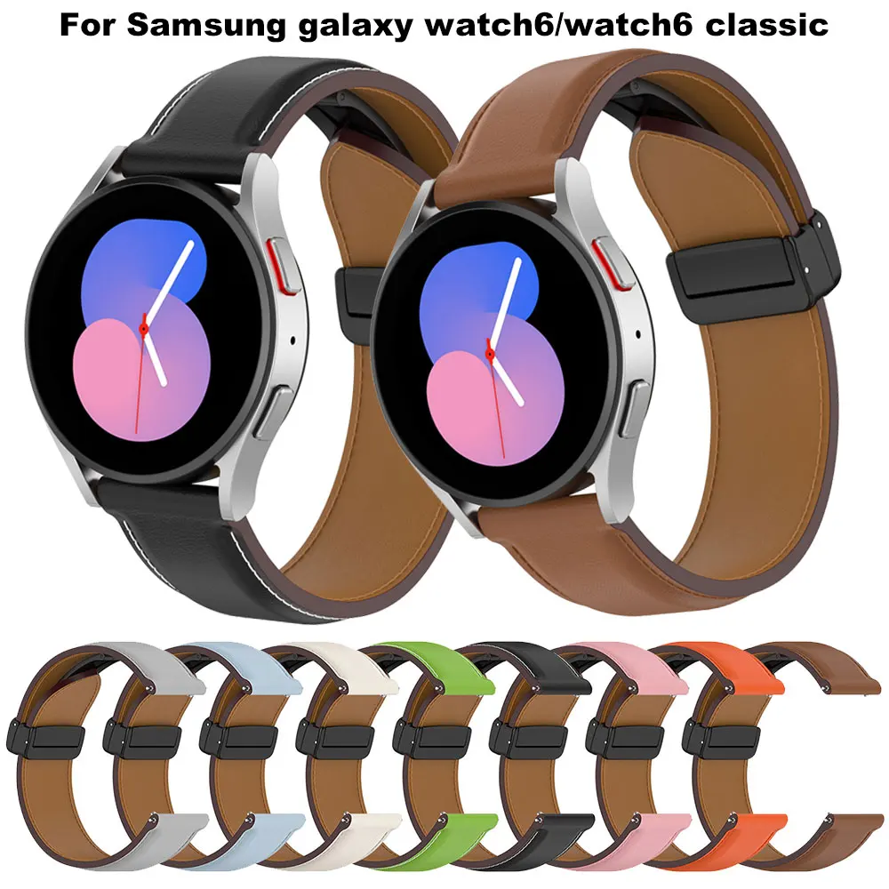 

20mm 22mm Leather Band For Samsung Galaxy watch 6/5/pro/4/6 Classic 44mm 40mm Active 2 Strap Bracelet Huawei GT/2/Pro Galaxy 3