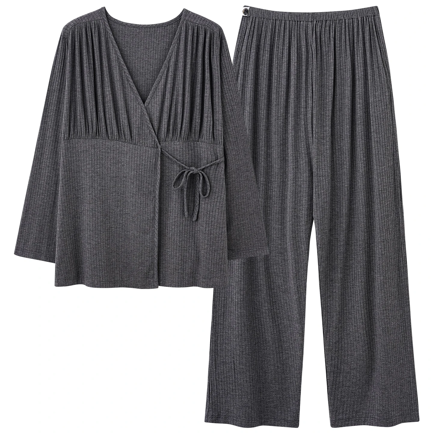 Autumn Maternity 100% Cotton Pajamas Set Breastfeeding Friendly Solid Color Postpartum Woman Nursing Shirts Long Pants Twinset - Image 4