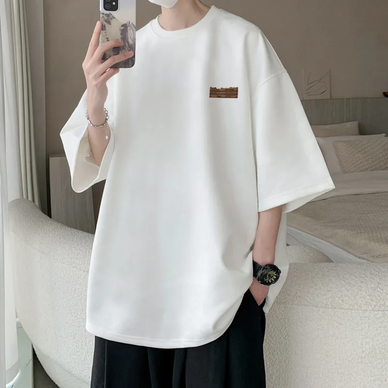 

Suede T Shirt Men Oversized Fashion Casual Vintage T Shirt Men Summer Streetwear Hip Hop Loose Short Sleeved T-shirt Mens Top