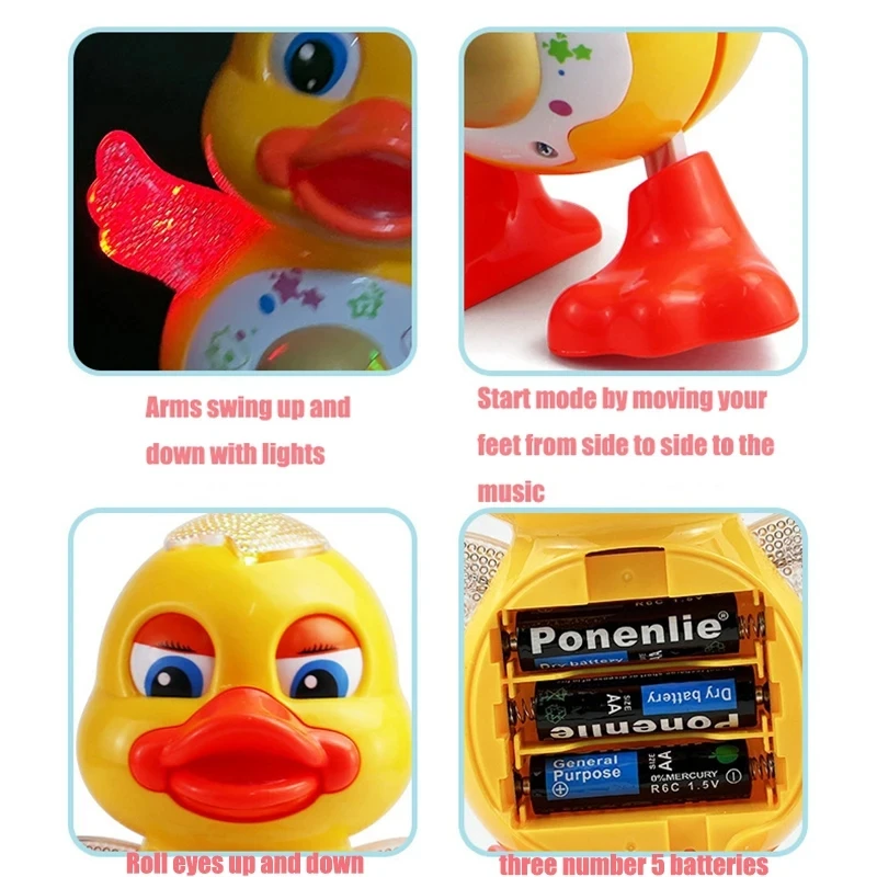 Electric Dancing Duck Funny Blink Eyes Flashing Light Shake The Body Cute Musical Cartoon Animal Educational Toy Children Gift 3