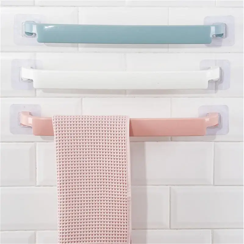 Storage Rack Thickening Design Self-adhesive Towel Bathroom Rack Single Pole Wall-mounted Towel Solid