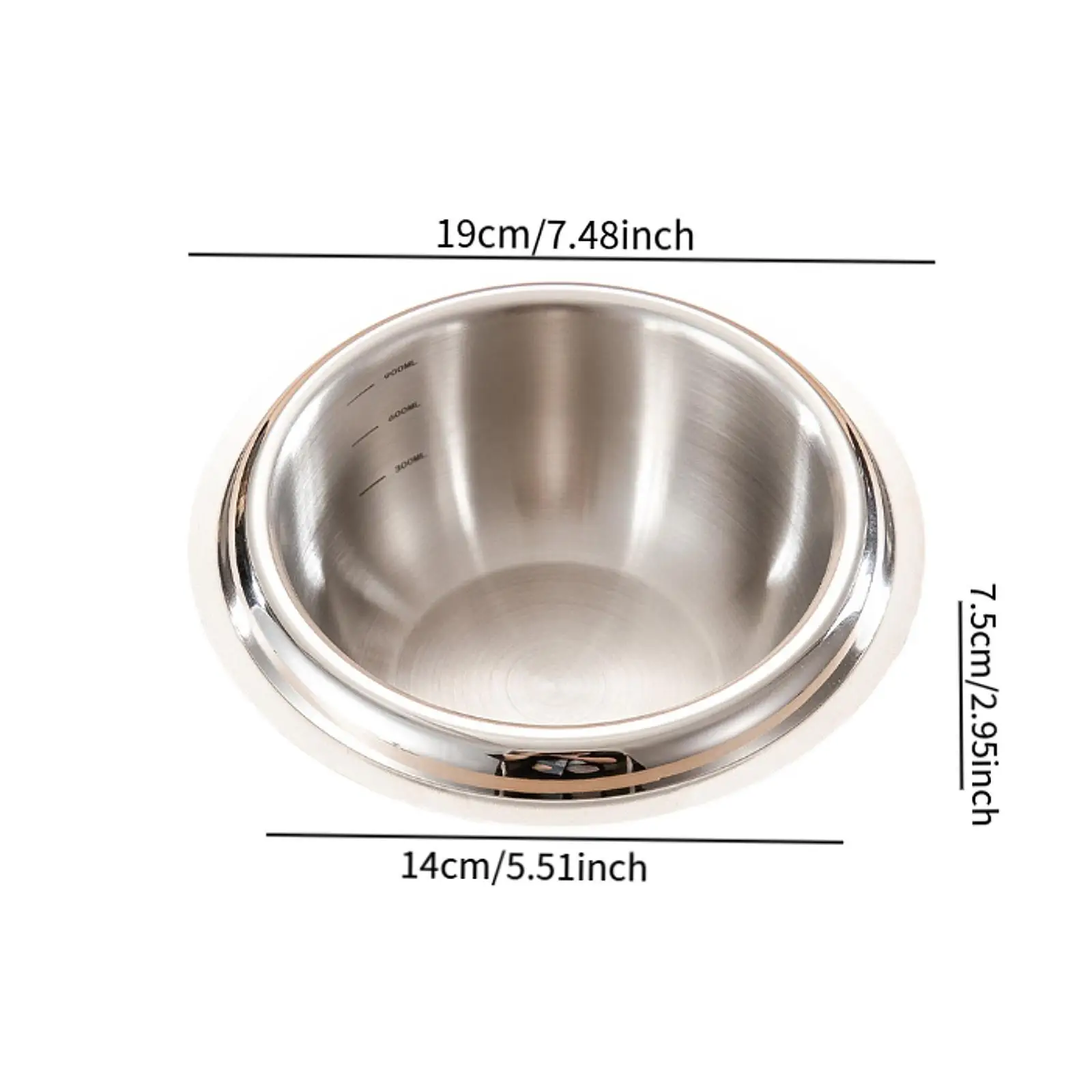 Stainless Steel Mixing Bowl Sturdy 1L Practical Kneading Bowl Serving Bowl for Kitchen Home Restaurant Cooking Meal Prepping