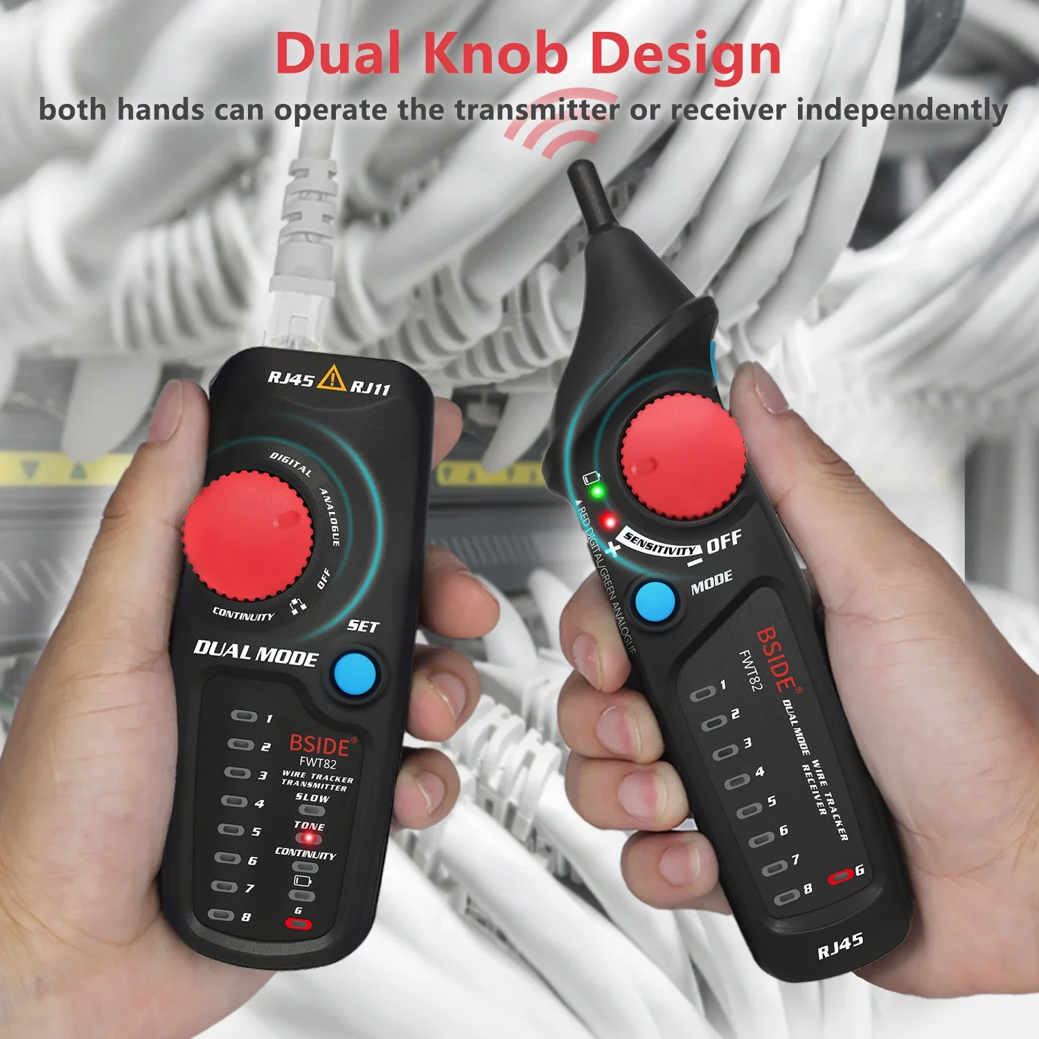 FTW82 Digital and Analogue Dual Mode Network Cable Tracer RJ45 RJ11 Ethernet LAN Trace Analyser Detector Line Finder Wire Tester