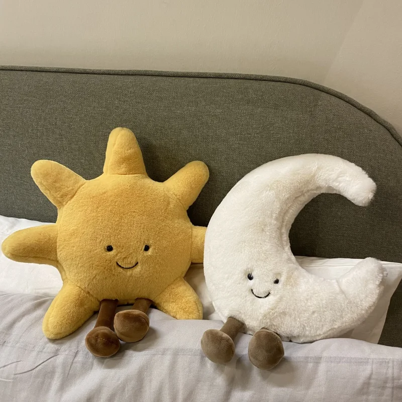 New Style Funny Sun Moon Soft Plush Toy Baby Cute Throw Pillow Comfort Dolls Home Decor Xmas Gift Kids Animals Recommend Age farm animals baby touch and feel