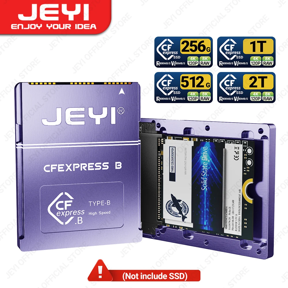 JEYI CF-Express Type-B to 2230 NVMe M.2 SSD Adapter, PCIe 4.0 Expansion Memory CFexpress Card For CANON NIKON Z6/Z7/Z9/R3/R5
