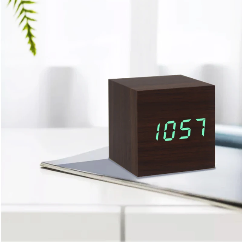 

Digital Wood Alarm Clock Night Led Clock Bedroom Decor Alarm Clock Charms Natural Desk Decoration Despertador Electronics Reloj