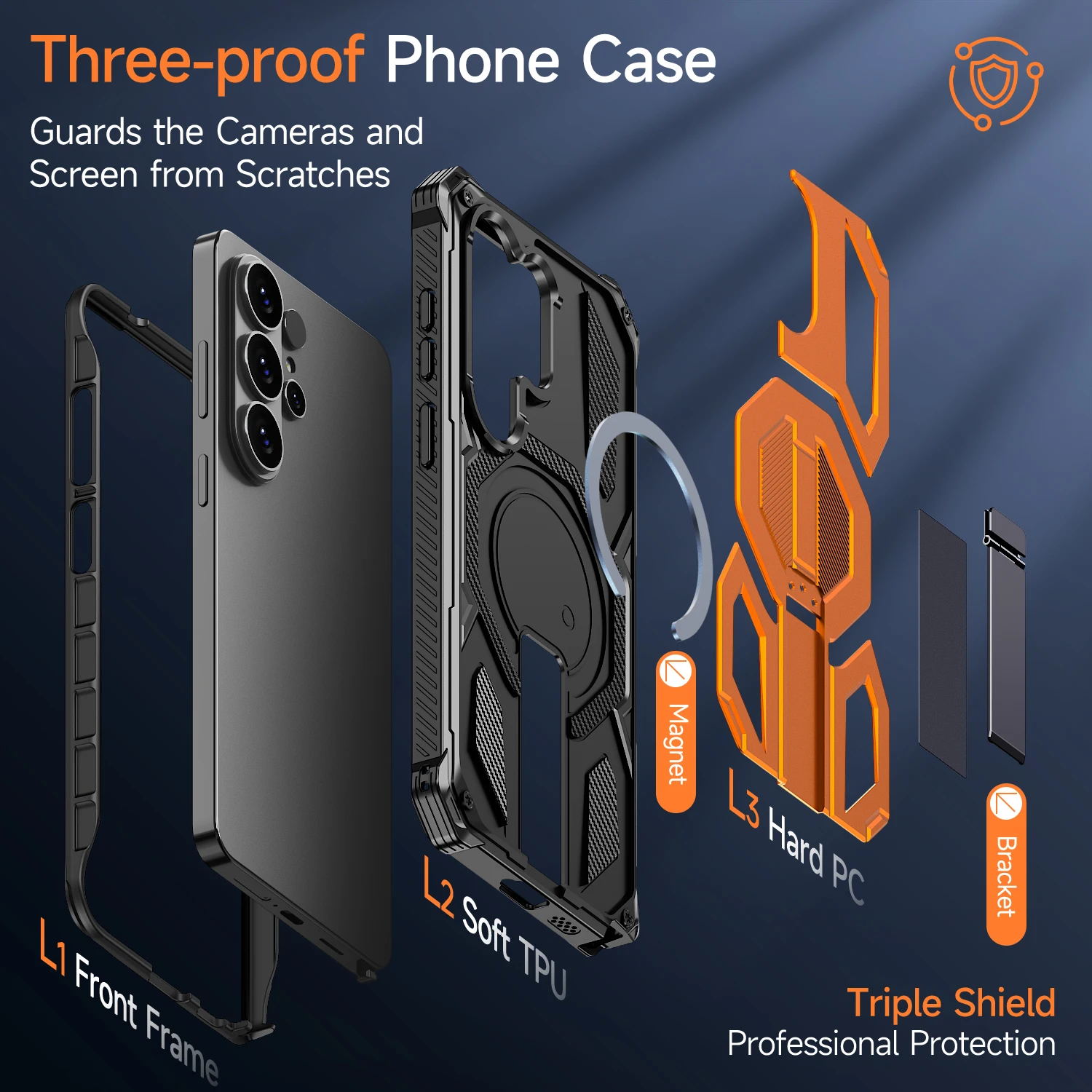 Enhanced Magnetic Metal Stand Armor Case with MagSafe Wireless Charging Compatibility