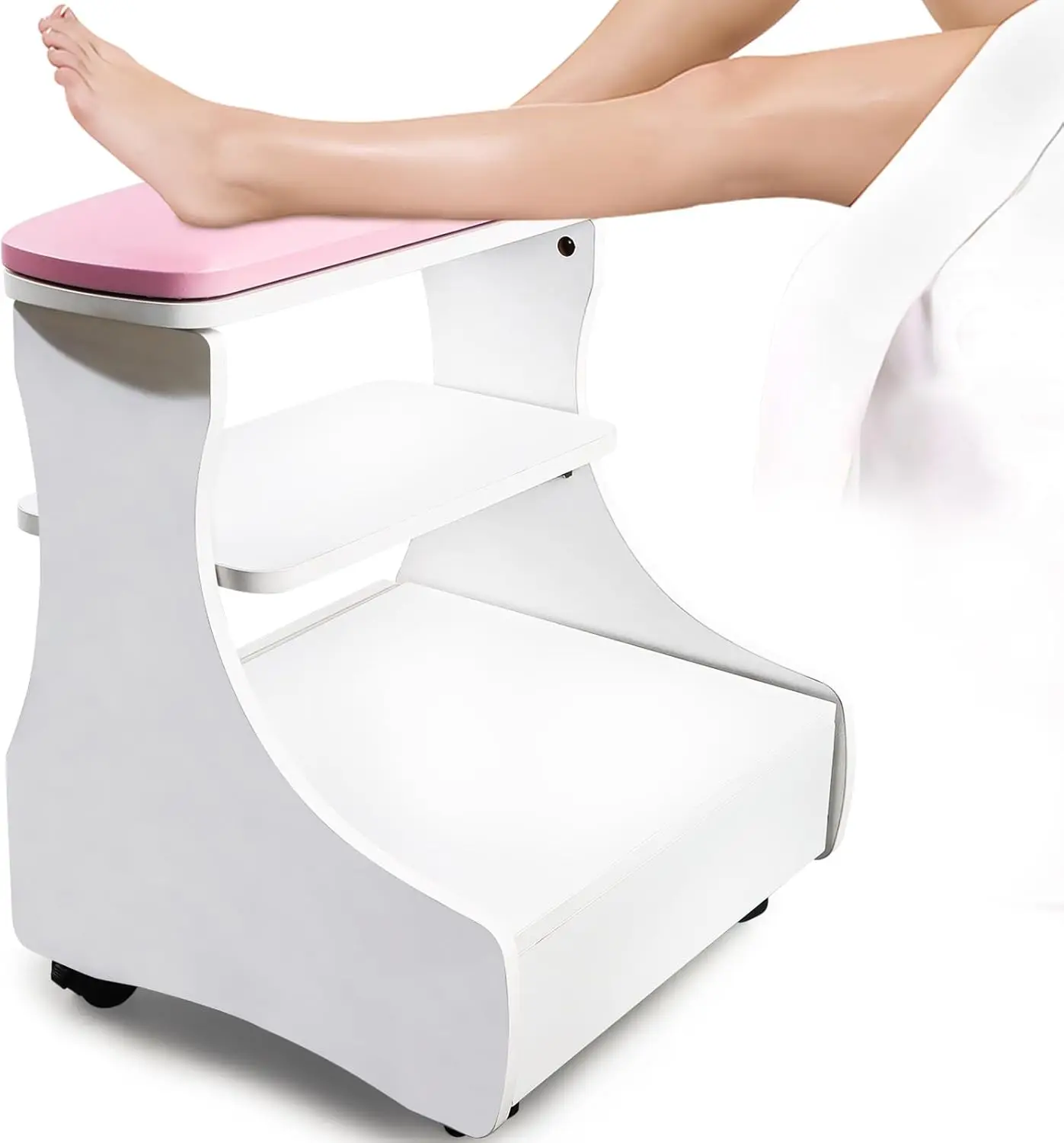 Pedicure Foot Rest Manicure Foot Rest with Wheels PU Leather Home Beauty Footrest Pedicure Stool Stand for Home S