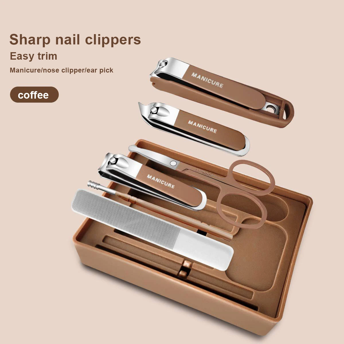 Nail Clipper Set Home Nail Clipper Ear Scoop Manicure Tool Splashproof travel kit 6 in 1 6 PCS