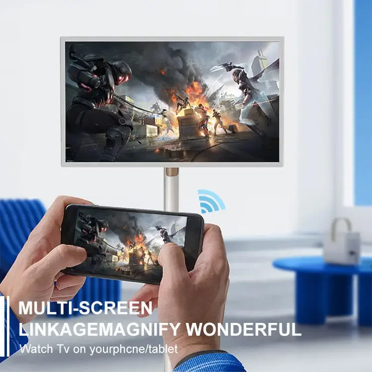 Full HD1080p television Smart tv 21.5 inch Touch Screen wireless Portable mobile tv Battery Power Android smart with camera