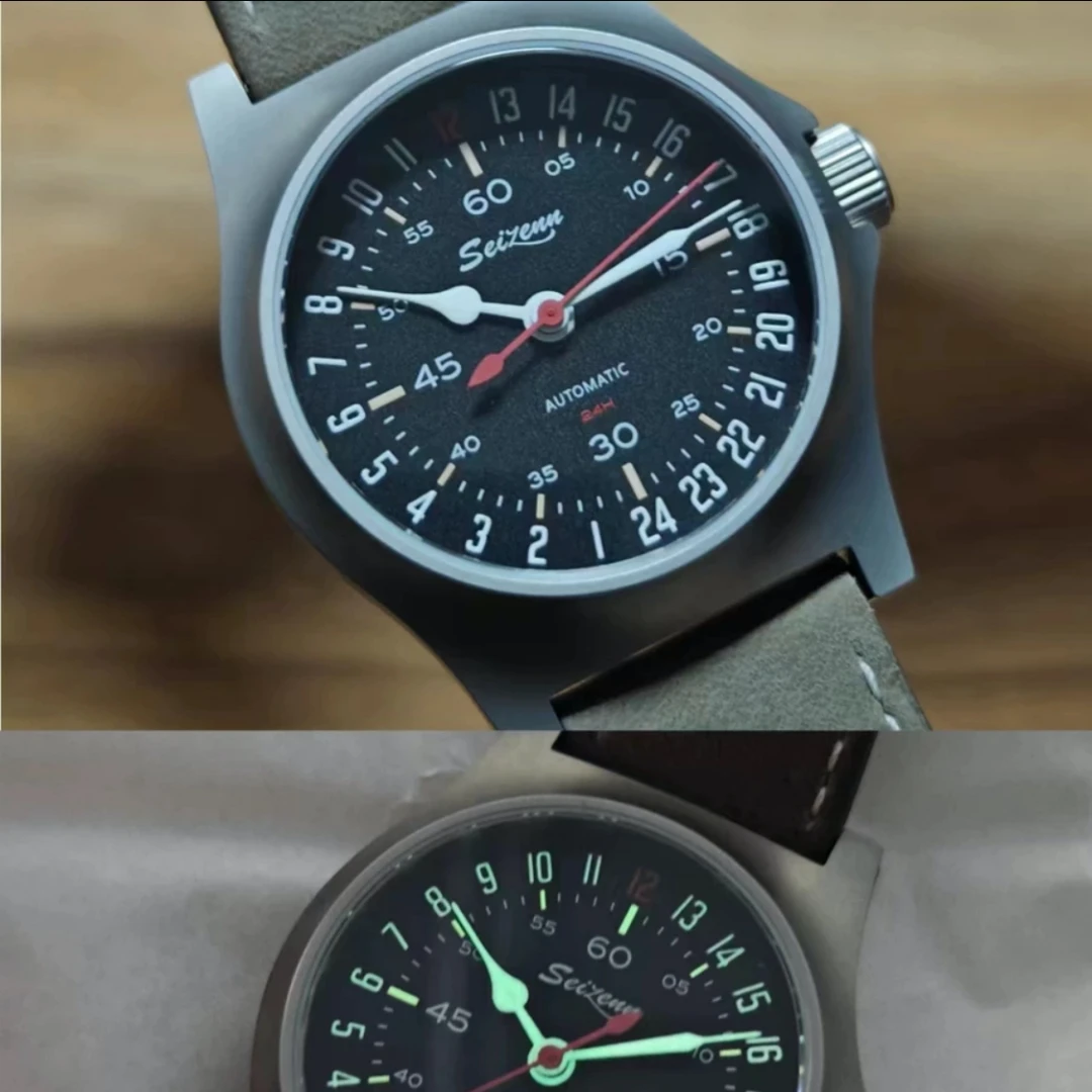 Waterproof glow-in-the-dark tritium trachea 24 hour automatic mechanical movement vintage watch