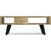 Solid Mango Wood and Metal 48 inch Wide Rectangle Modern Industrial Coffee Table in Natural for The Living Room Café Tables 3