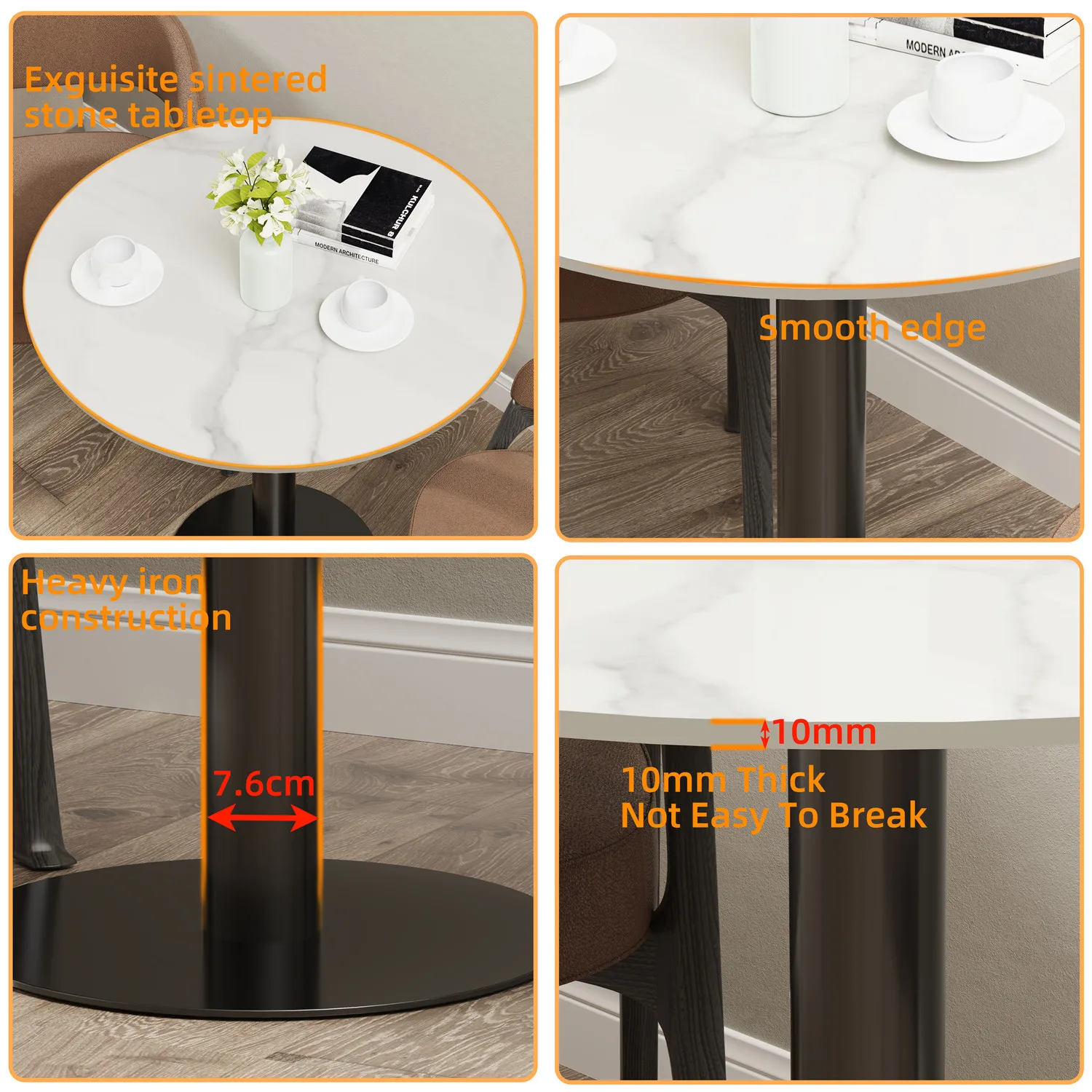 Round White Dining Table Modern Kitchen Marble Table 30