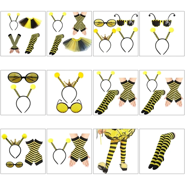 Bee Costume Accessories Set-Bee Ears Headband,Sunglass,Tutu Skirt