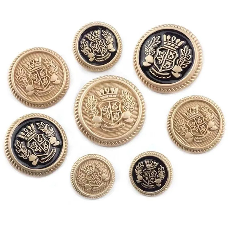 10PCS Of Retro British Style Uniform Metal Wheat Crown Button Gold Silver Academy School Uniform Button 4
