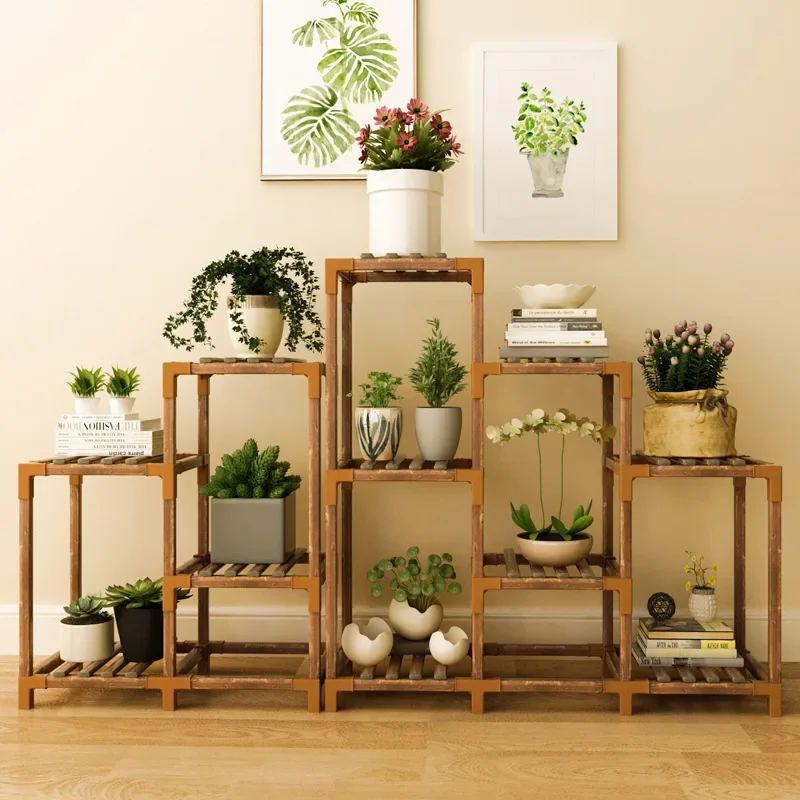 Plant Stand Solid Wood Stand Shelf for Indoor Plants Planters and Flower Pots Floor-to-ceiling Balcony Succulent Rack Garden Furniture Sets