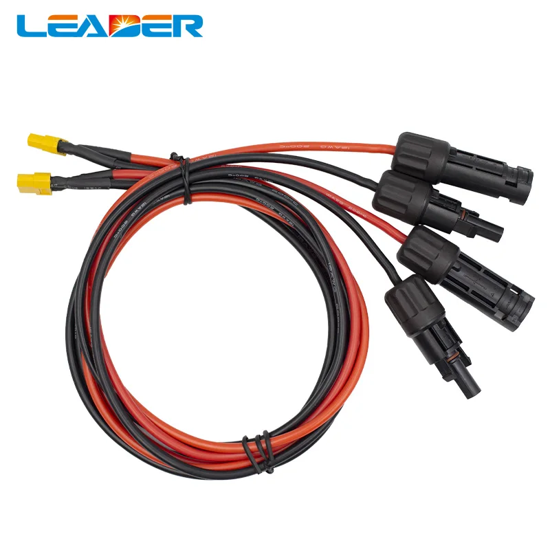 

10Set/lot Power Connector To Solar Panel DC High Current 1m 4mm2 6mm2 Solar Cable 12AWG Cable with Copper Sliver-plated Plug