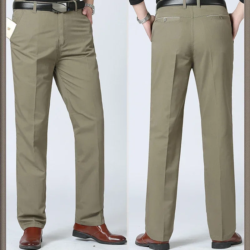 Pantaloni da uomo in cotone Comfort lunghi dritti Slim Fit pantaloni da uomo Business Casual