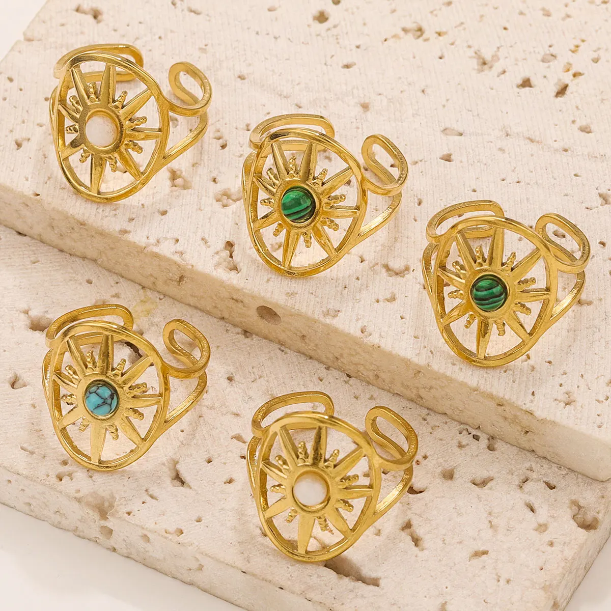 Turquoise Irregular Adjustable Rings - Trendy Fashion Jewelry