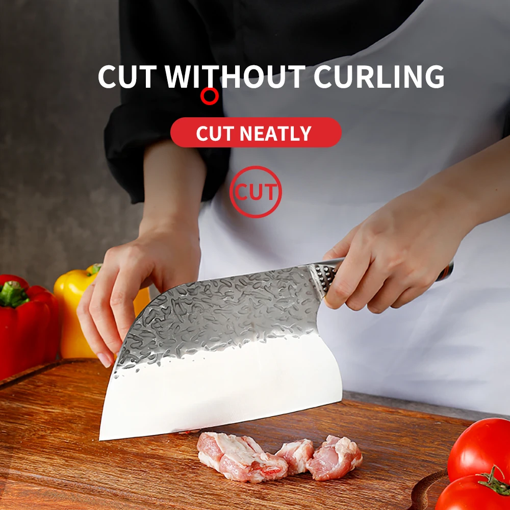 

High Carbon 5Cr15Mov Steel Kitchen Knife Cooking Tool Chinese Vegetable Chopping Utility Chopping Knife with Wooden Handle