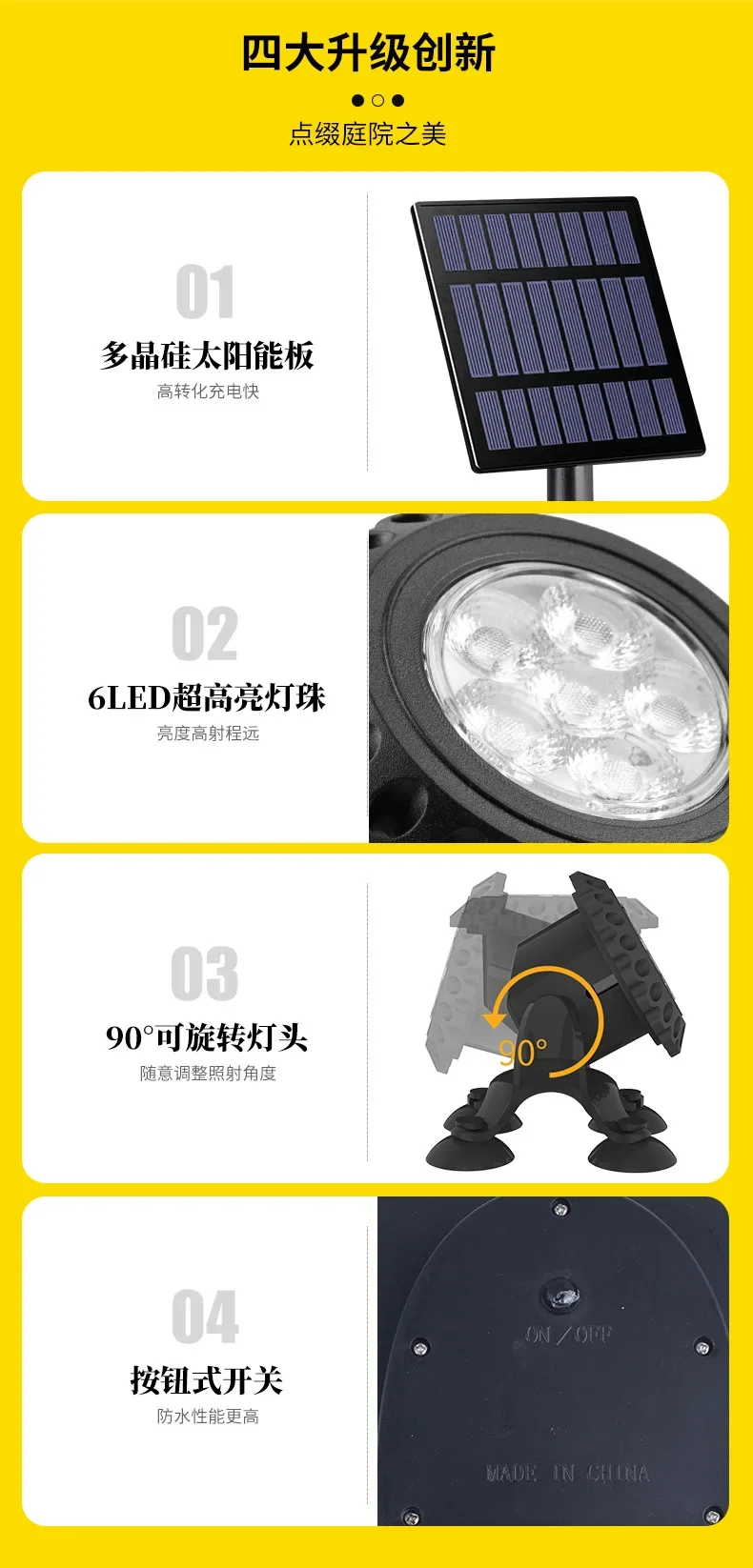 Description Picture 5 of item2023 New Solar Underwater Light Waterproof Landscape Suction Cup Colorful Underwater Rockery Pool Fish Pond Fish Tank Light