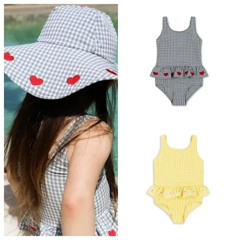 

Baby Girls Swimwear Love Two Pieces Lattice Sunscreen Swimsuit Girl Swimwears Bikinis Kids Swimming Children's Swimsuits Mayo