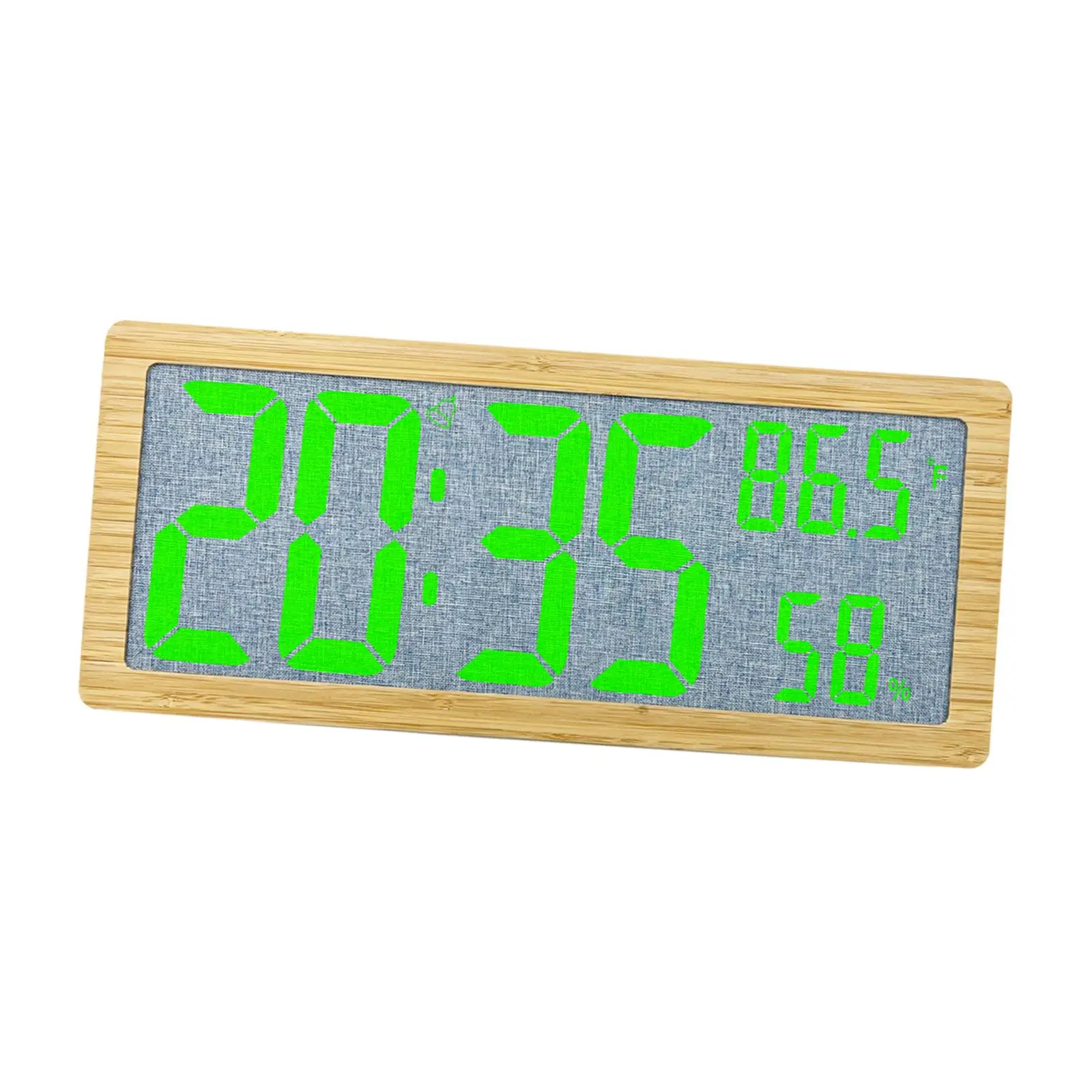 Bamboo Frame 14 Inch Digital Wall Clock Large Screen Display Snooze Function