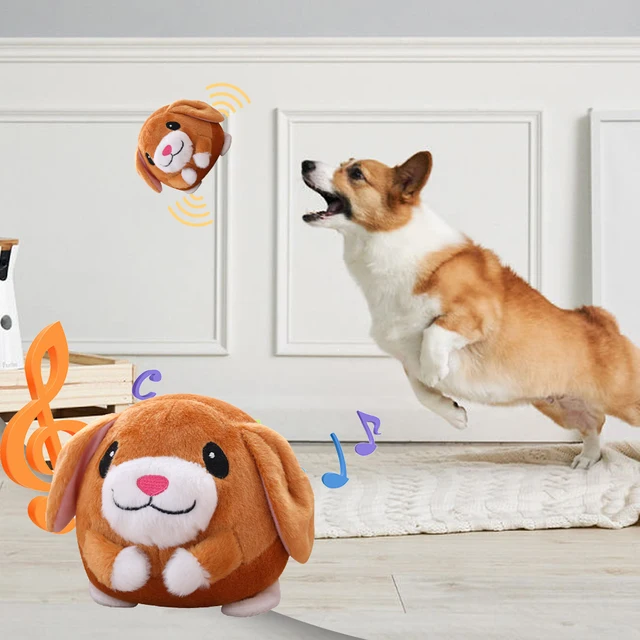 S09d854d8504b499fa6c9625473d2ab5aU.jpg Plush Automatic Bouncing Toys Bite Resistant Funny Interactive Squeaky Toys Talking Self-Moving for Small Medium Dogs