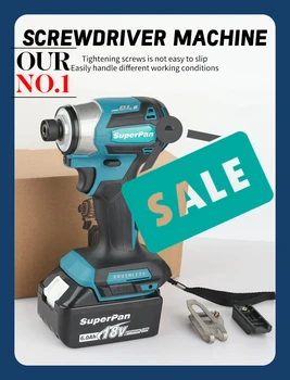 SuperPan DTD173 cordless screwdriver set -180N torque impact gun, brushless drill, home DIY tool, For Makita 18v Battery pins 2