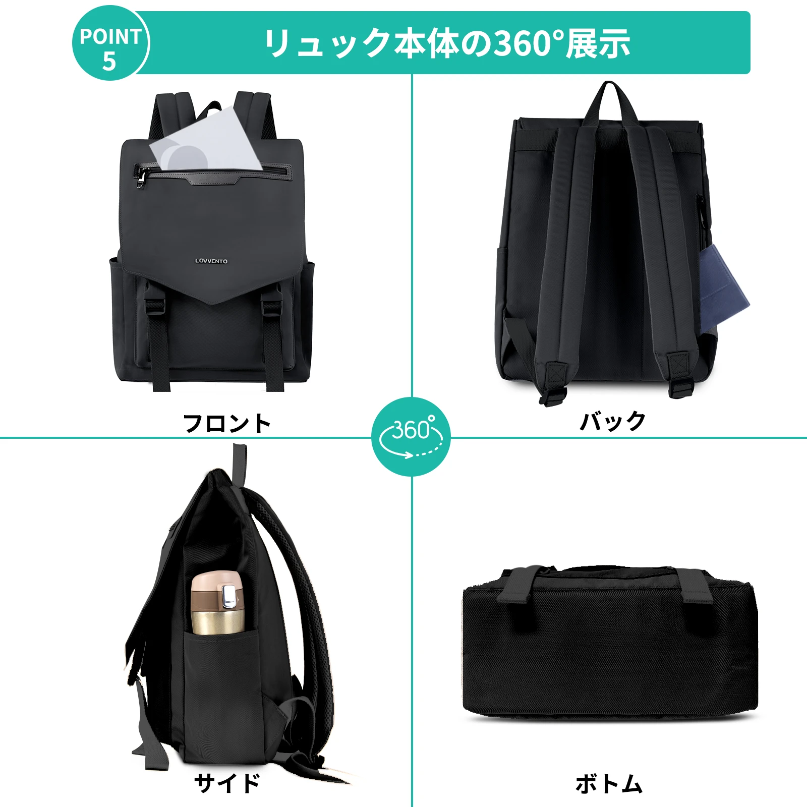 Fashion Women Large Capacity Backpack Waterproof Fabric Multi-function Casual Business Work Student School Bag