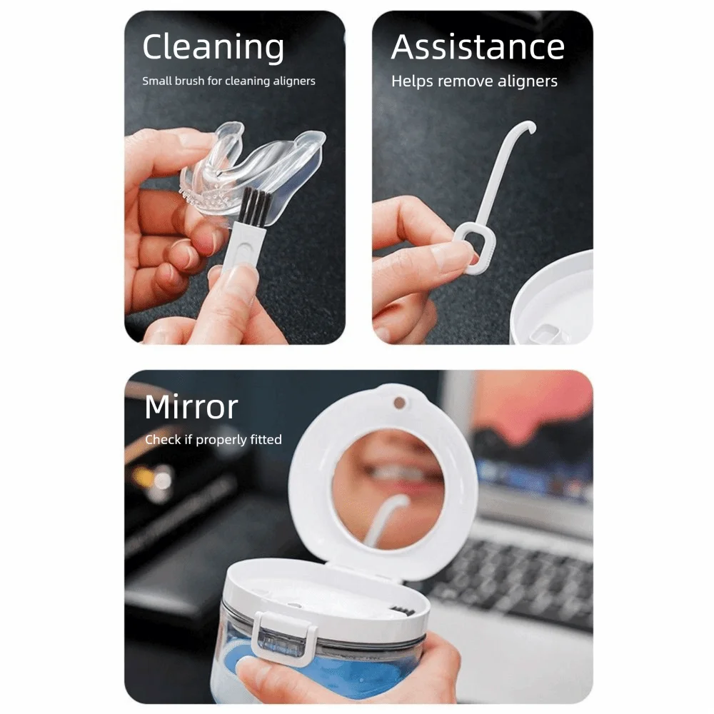 Dual-Layer Magnetic Retainer Case with Mirror and Drainage System