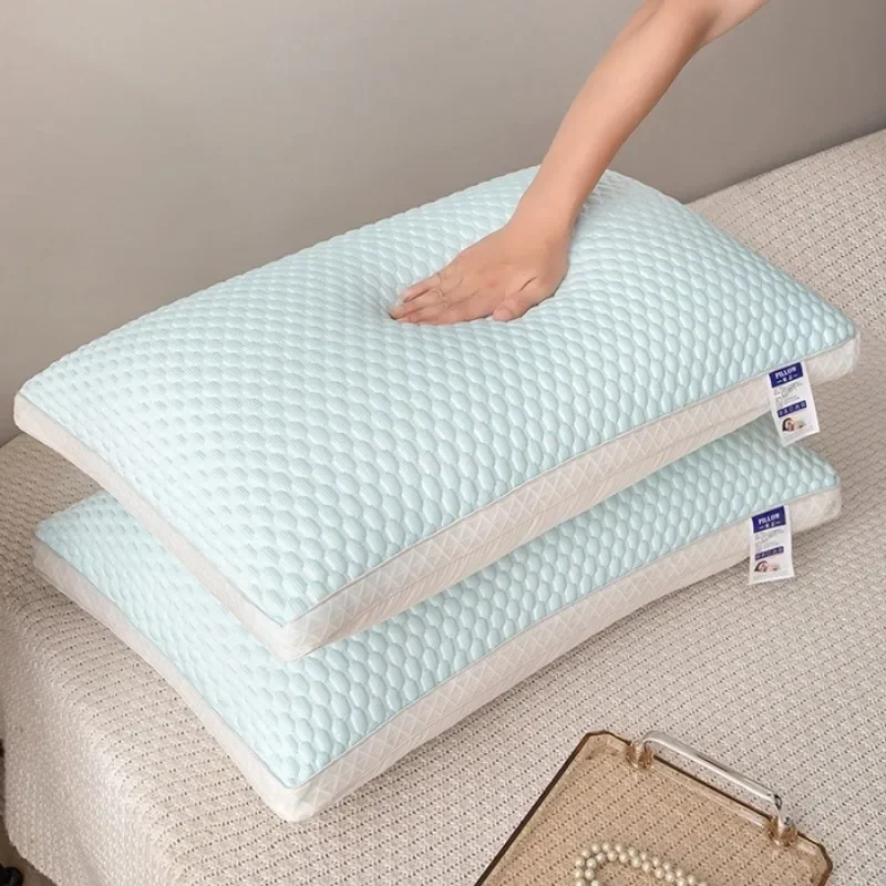 2025 new summer feather silk pillow cool Doudou ice silk pillow breathable mesh edge three-dimensional pillow core 3